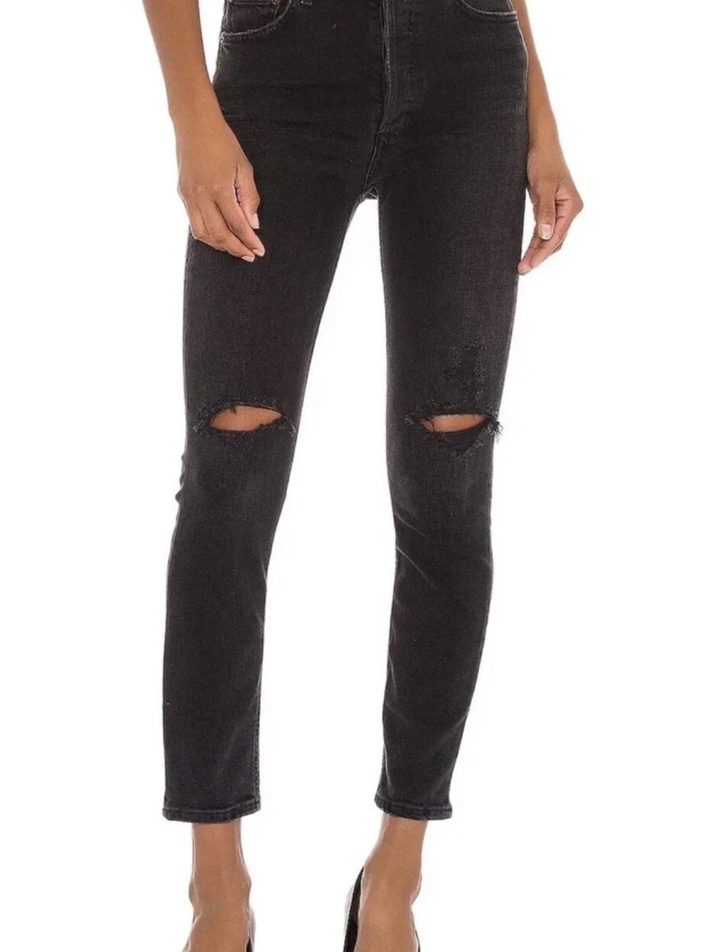 #AGOLDE Nico Slim Jeans Faded Black Distressed
